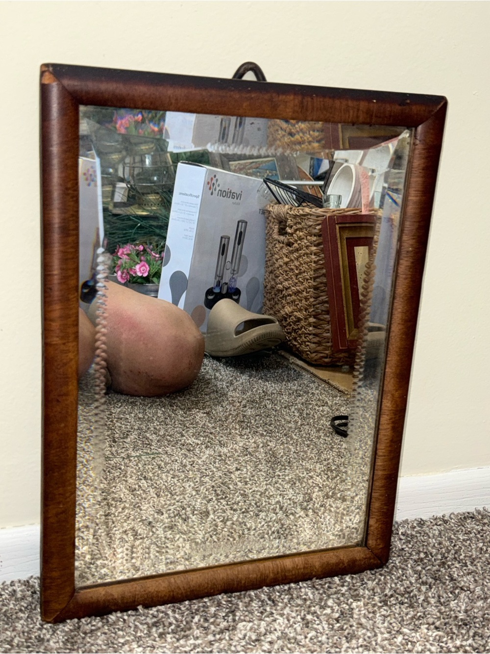 Antique wood framed mirror